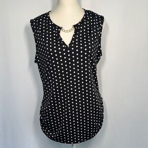 ❤️3/$30 Tiffany & Grey Black and White Polka Dot Sleeveless Blouse